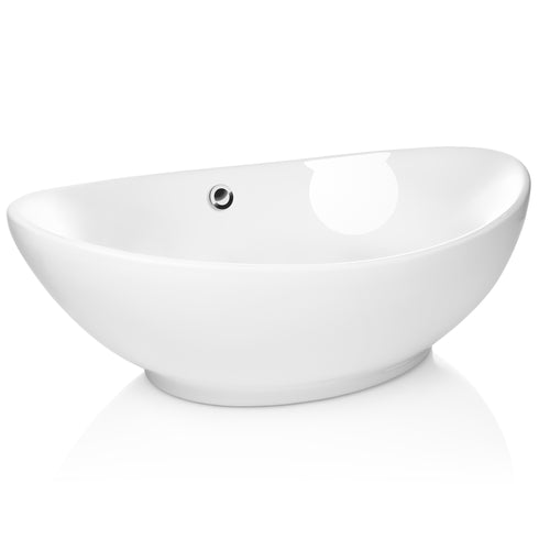 23 x 15-in Oval White Ceramic Vessel Sink Modern Vanity Bowl